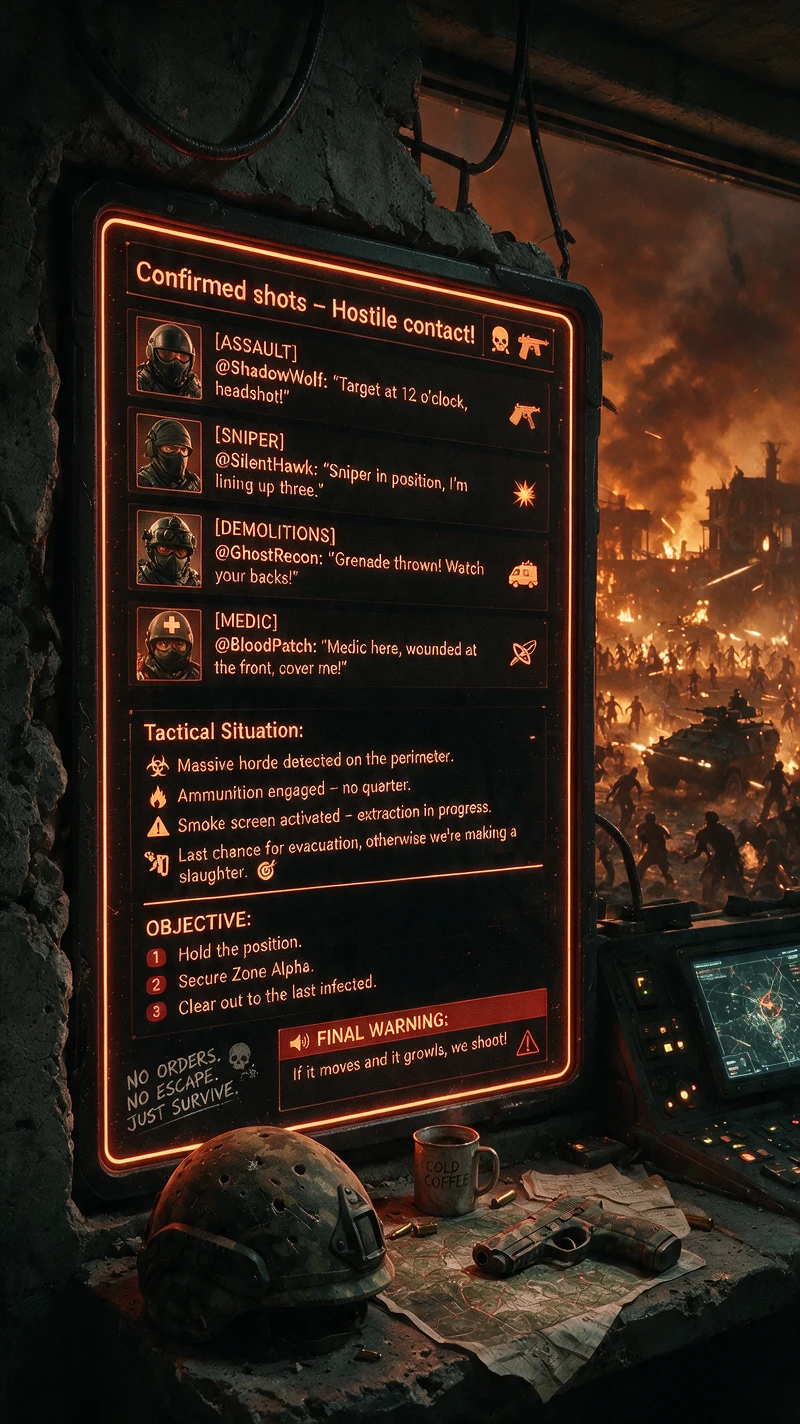 Soldados armados mantêm posição contra horda infectada