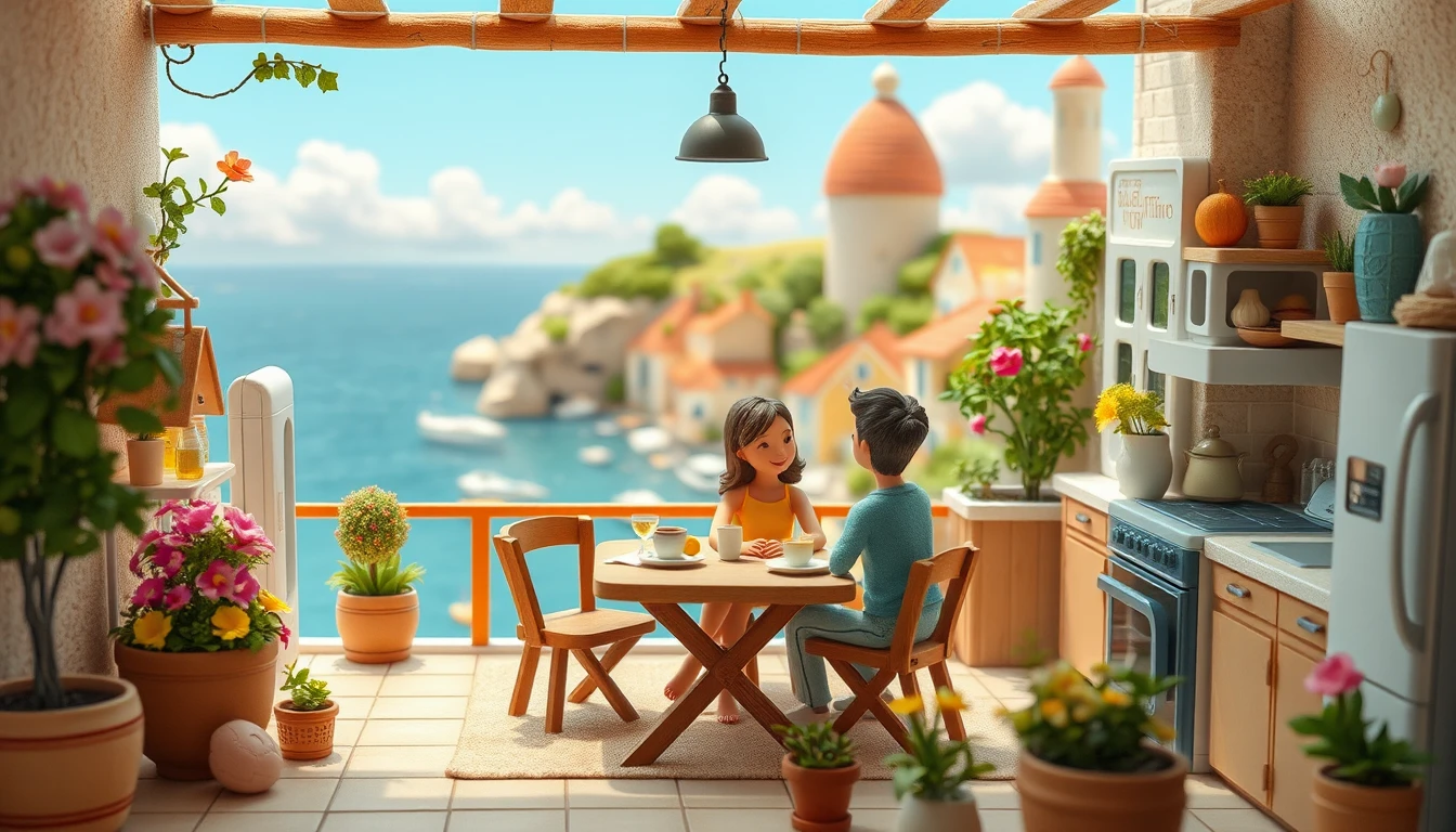 Verspieltes Knetanimations-Paar aus Frankreich in einer gemütlichen Küche