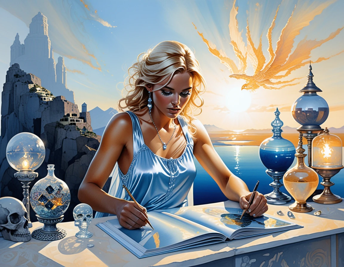 Cristalli fantasy da tavolo ed esposizione di speziale magico