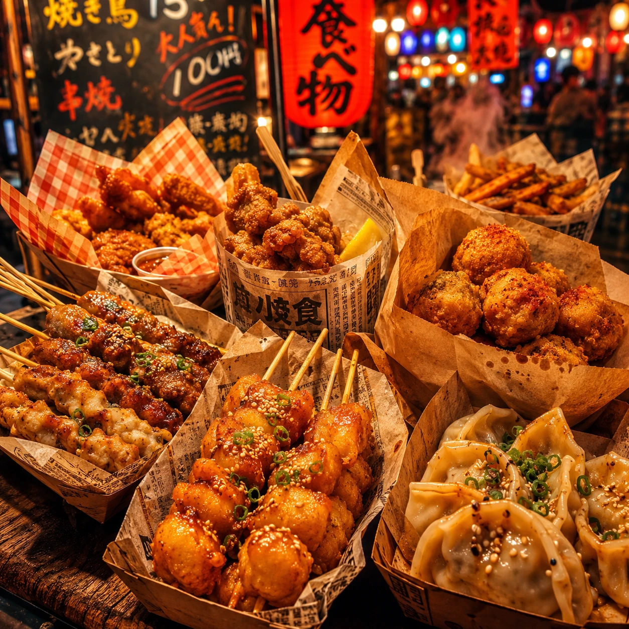 夜市霓虹紙袋裡的街頭美食盛宴
