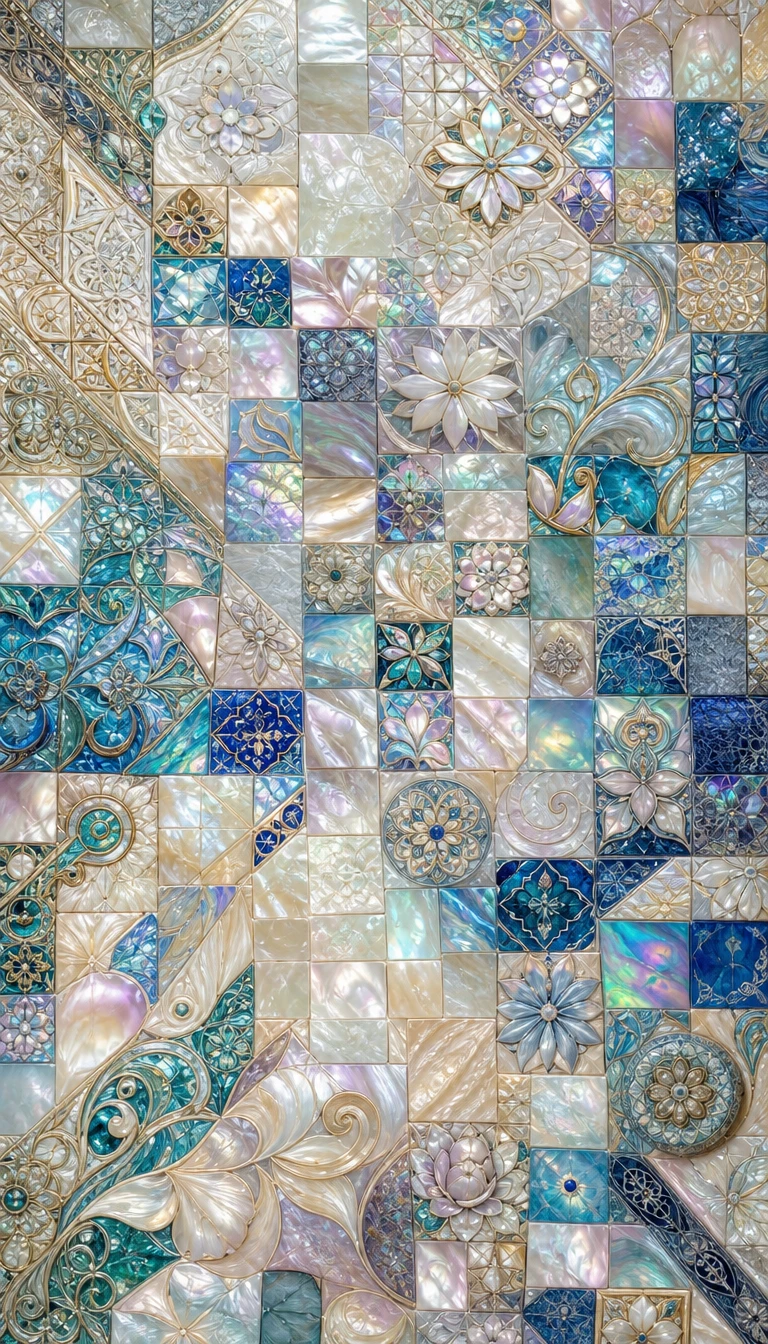 Illustrazione ravvicinata di mosaico di piastrelle orientale astratto