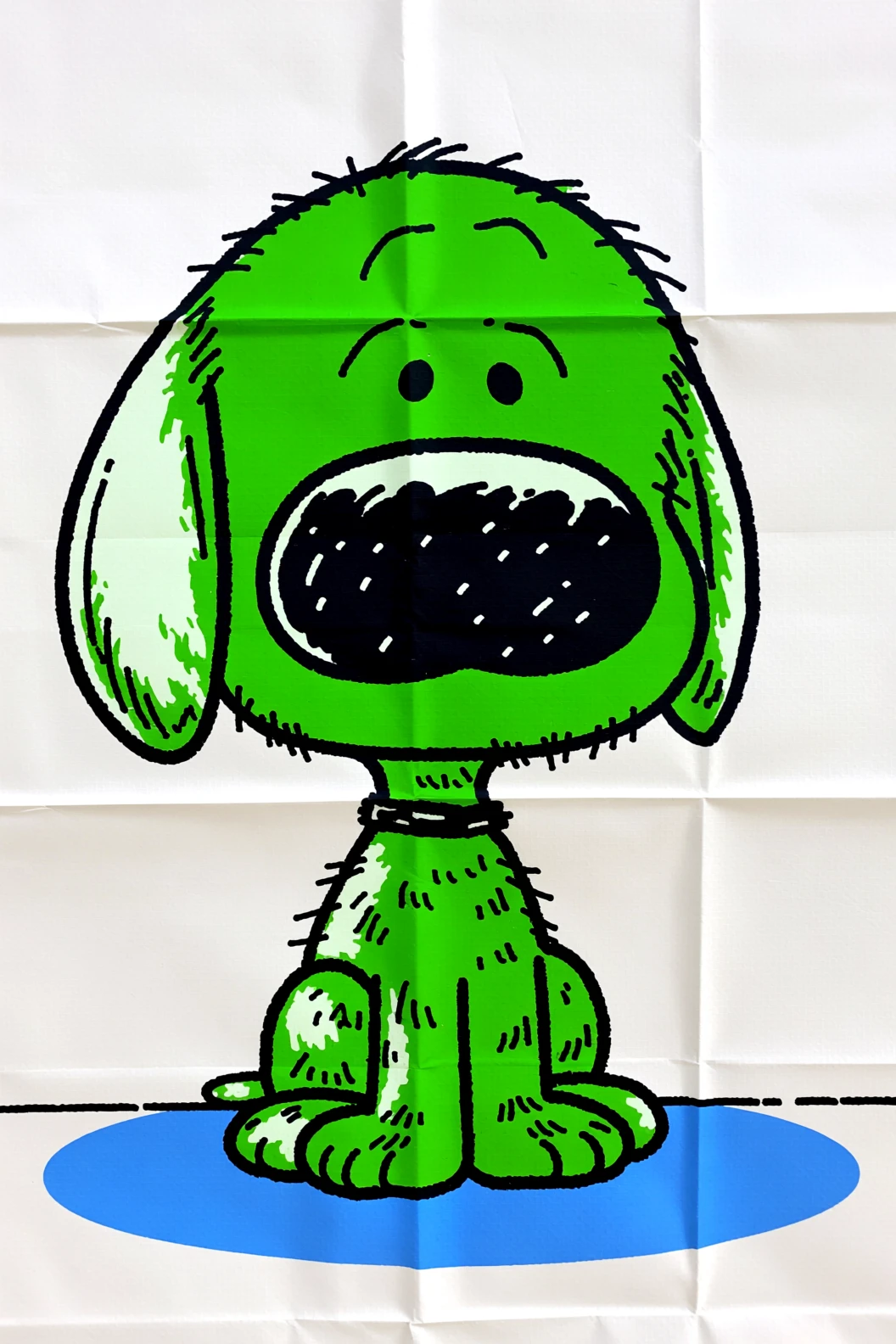 Cane verde cartoon con grande muso su sfondo bianco