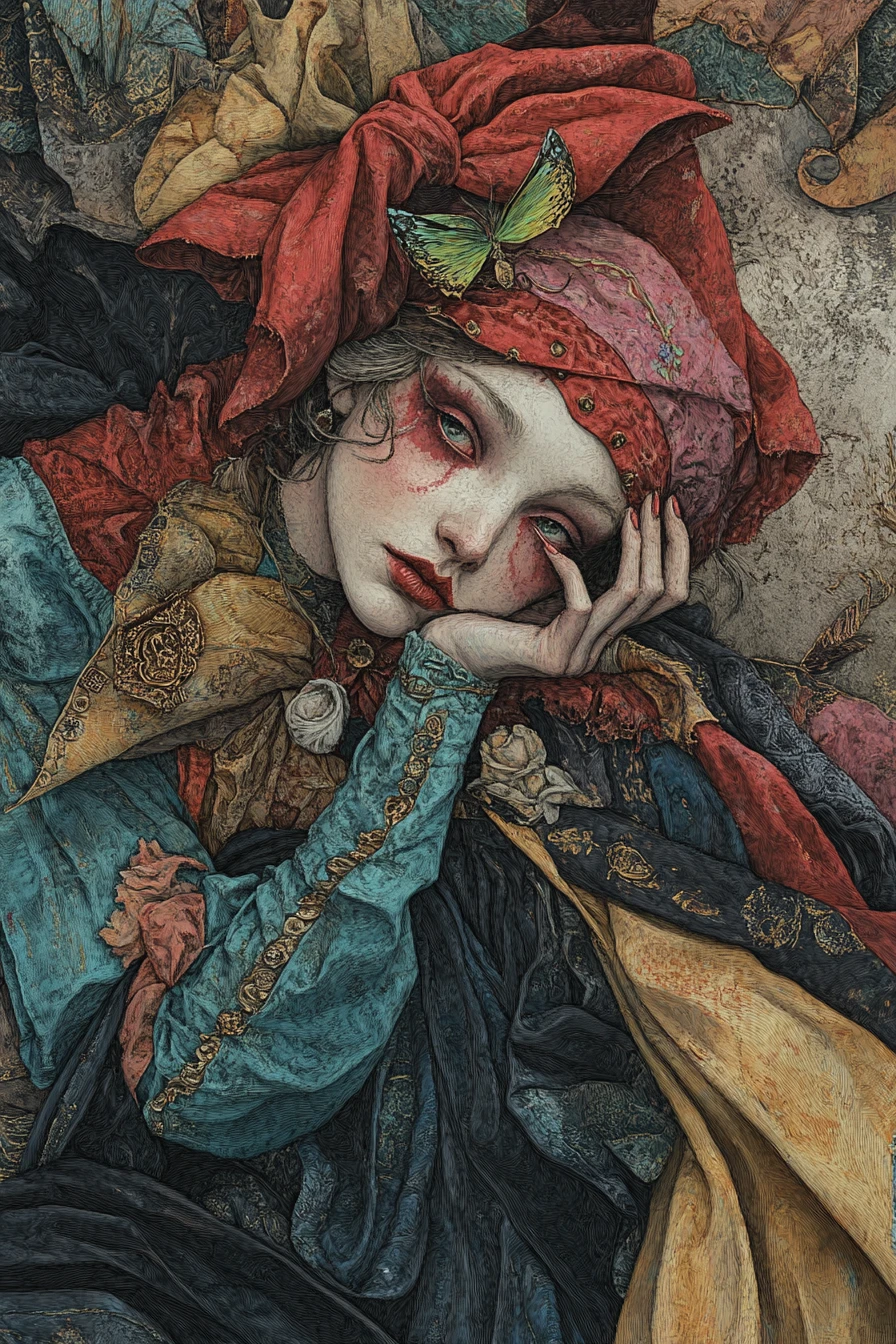 La Befana du folklore italien dans une scène d’illustration fantasy dynamique