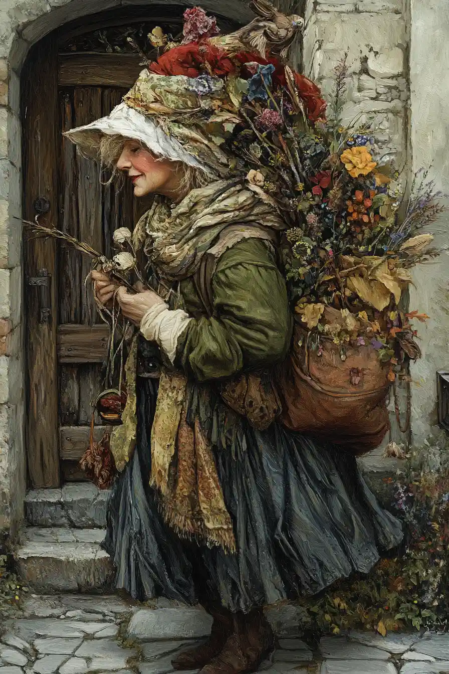 Befana du folklore italien dans une illustration de fantasy dynamique