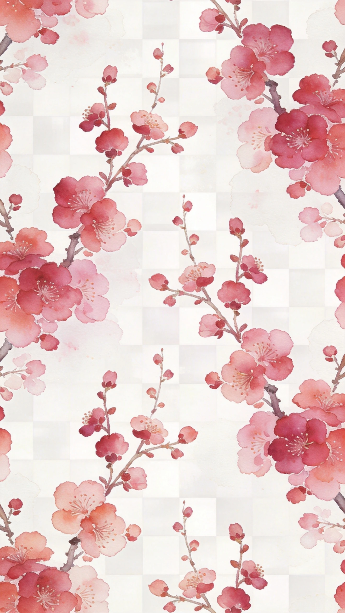 Padrão floral rosa em aquarela sobre fundo de porcelana branca