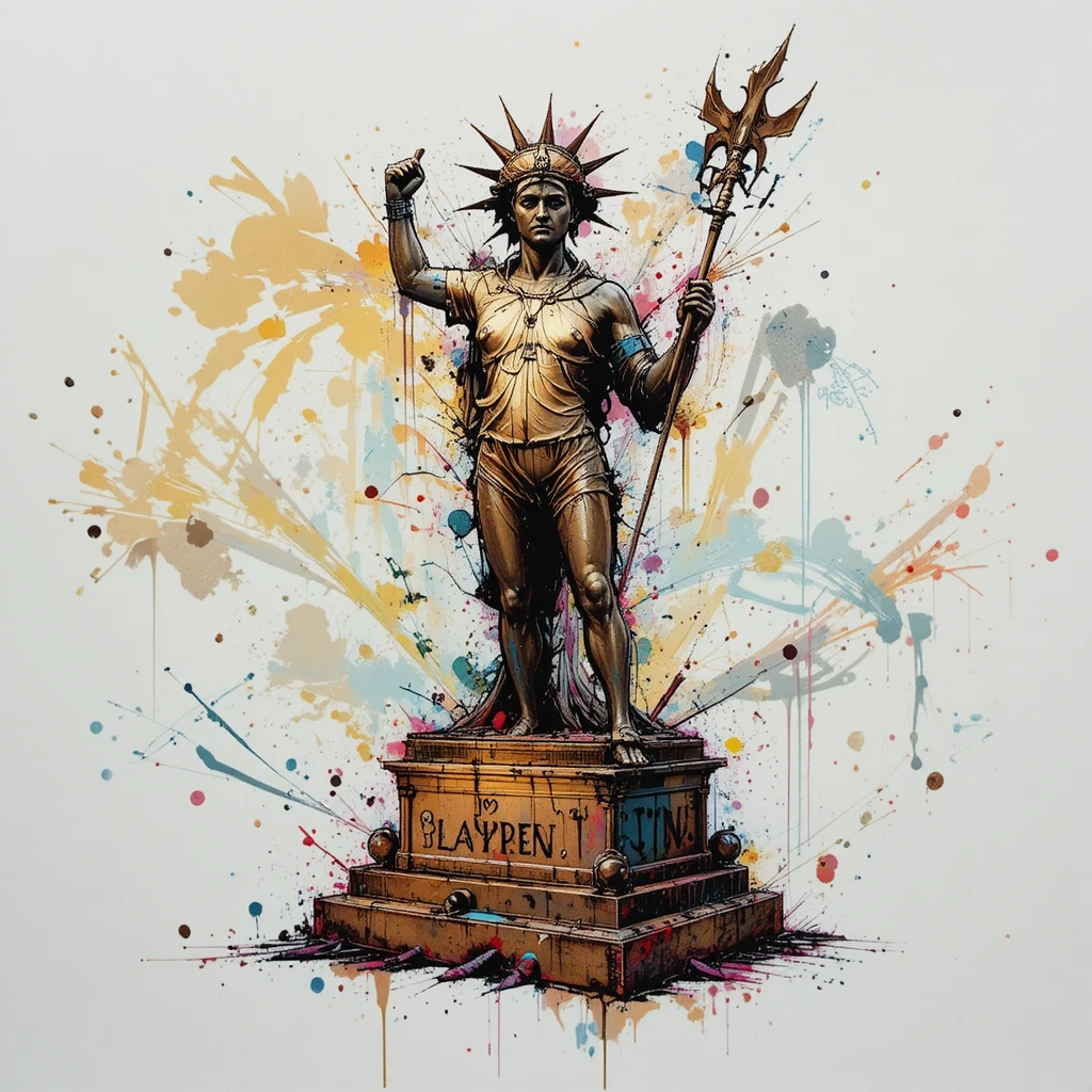 Goldener bronzener rechteckiger Statuenblock in isometrischer Ansicht