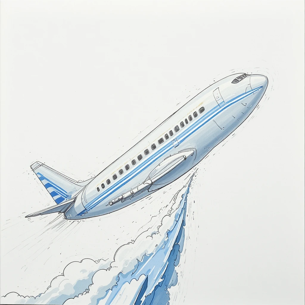 Illustrazione di aereo passeggeri argento su sfondo bianco