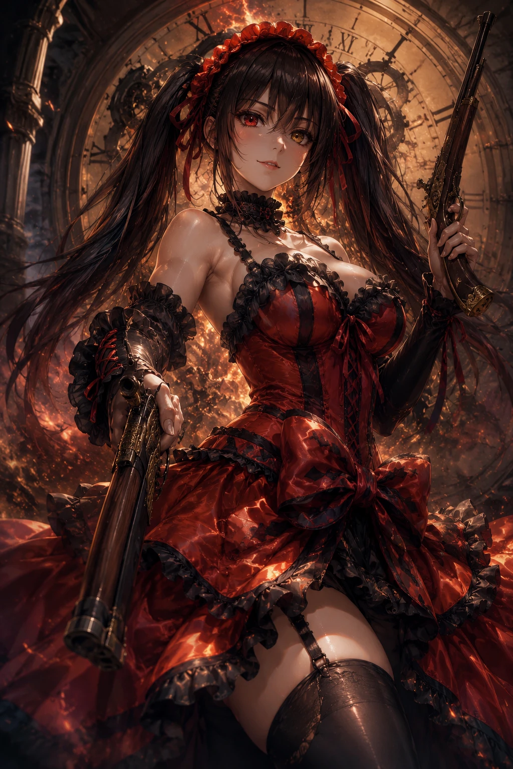 Epic fantasy woman framed in vivid cinematic light