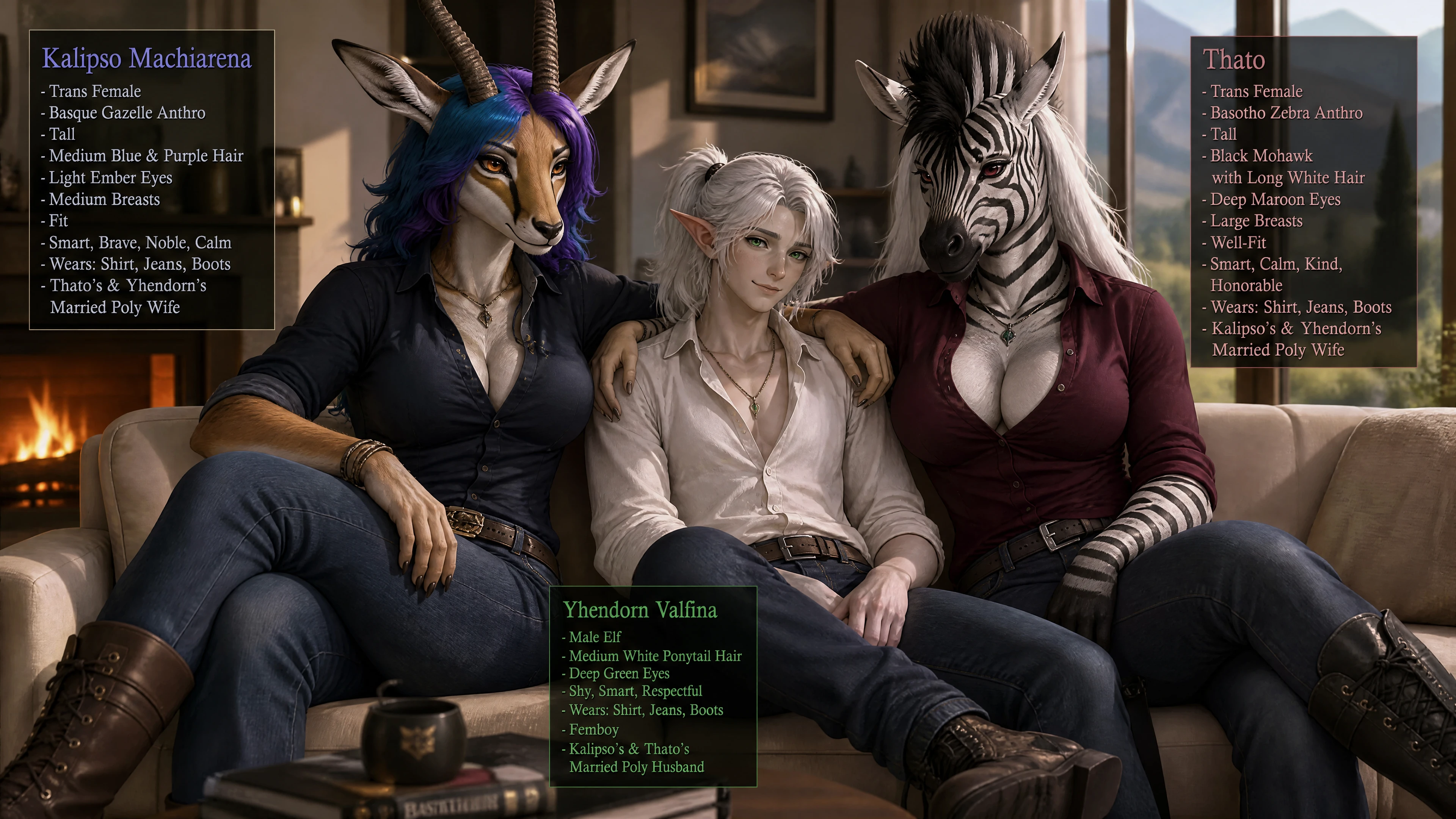 Tall basque gazelle anthro woman in casual jeans outfit