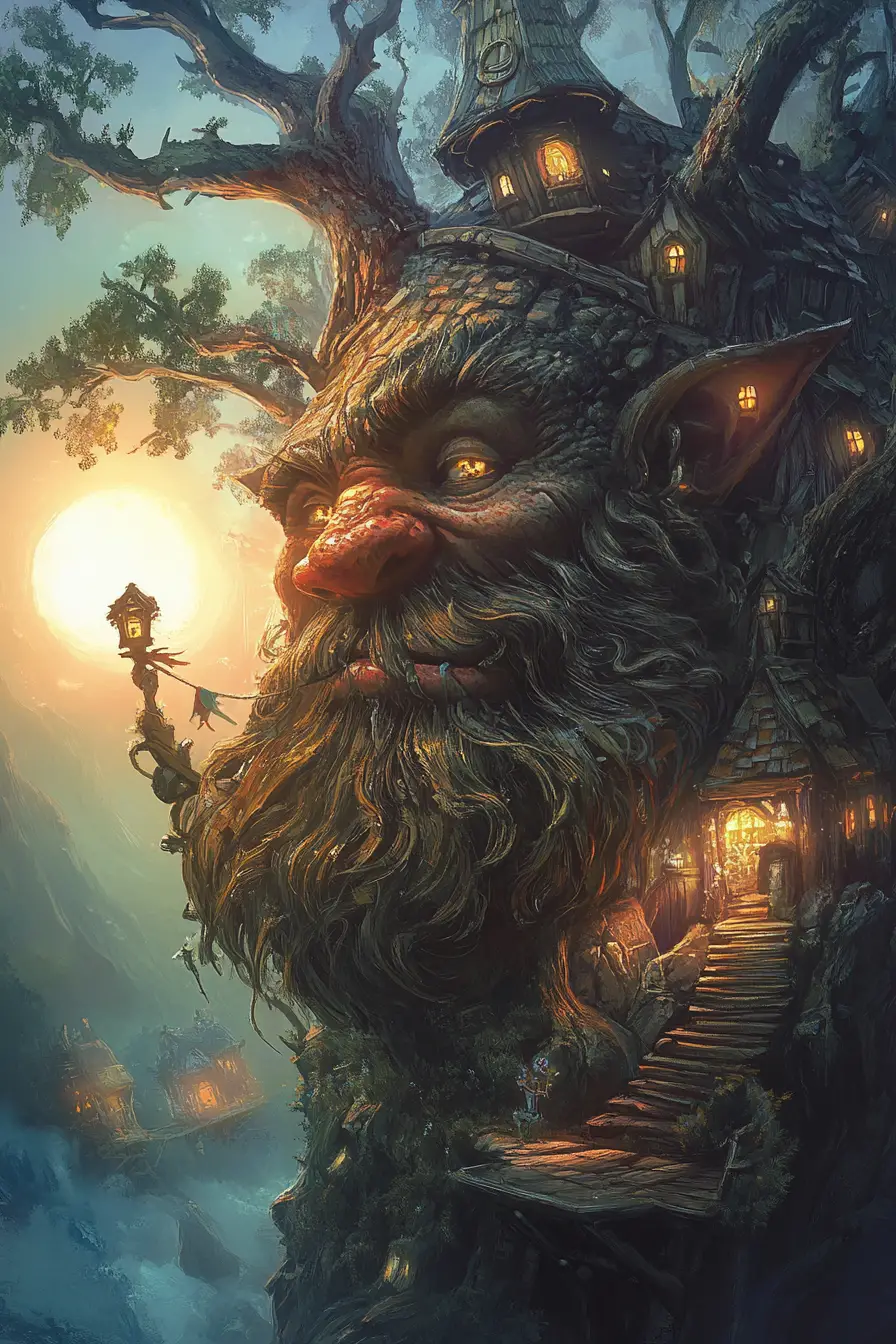 Whimsical fantasy character in a vibrant epic illustration