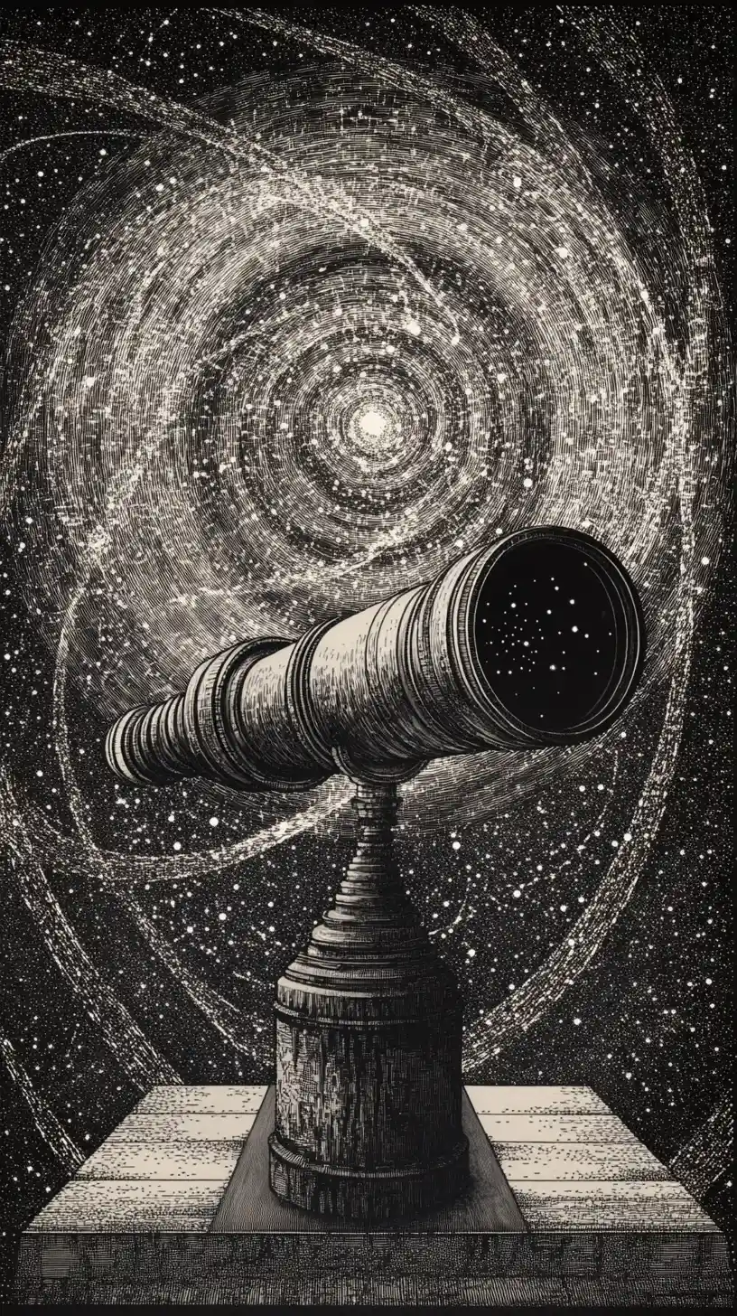 Colossal telescope gazing through an endless cosmic tunnel