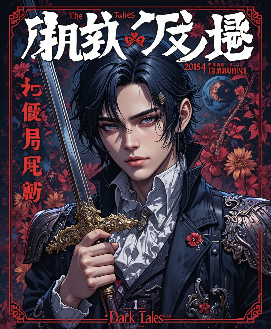 Intenso nobile vampiro in un drammatico ritratto da light novel giapponese