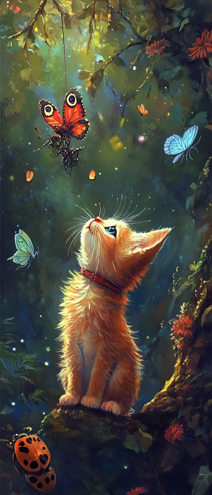 Cute painterly animal in a serene fantasy nature dreamscape