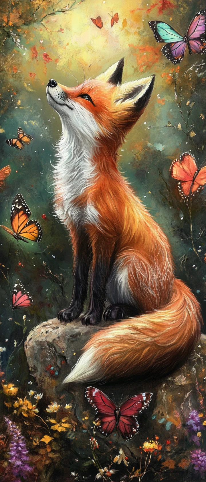 Raposa pictórica em um sonho vibrante inspirado na natureza