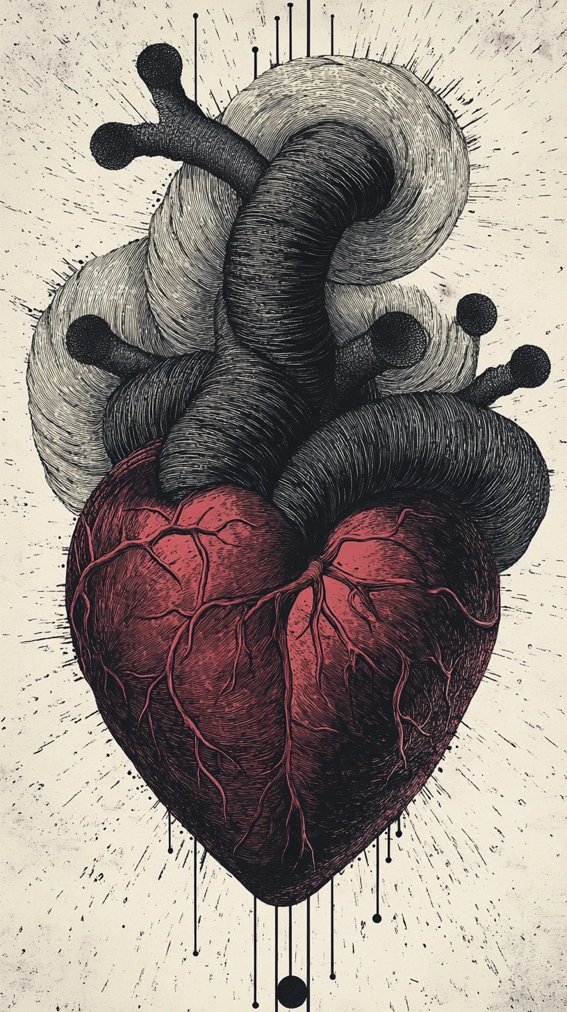 Anatomical Heart Blending Into Hypnotic Optical Tunnels