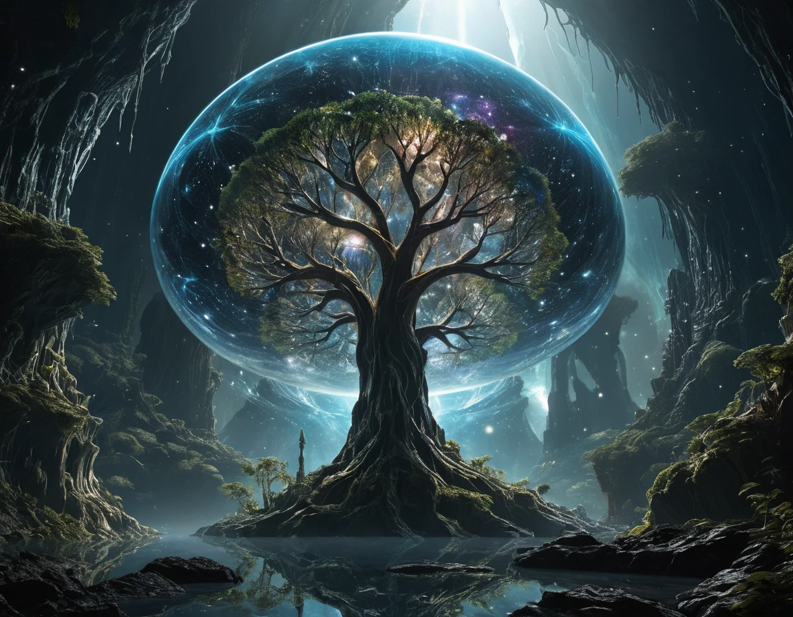 Colosal árbol del mundo que crece a través de una estrella de neutrones hecha añicos