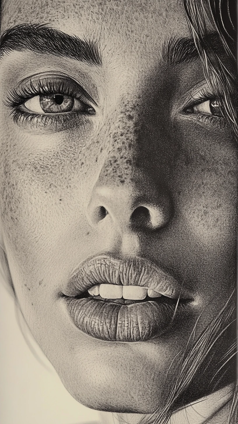 Graphite portrait of a girl with tilted head and shadows