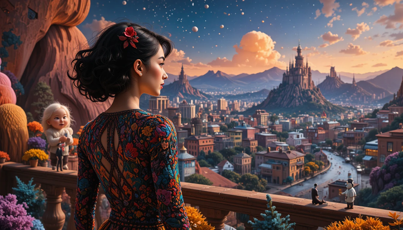 Nahaufnahme einer sinnlichen Frau mit Skyline von Hollywood