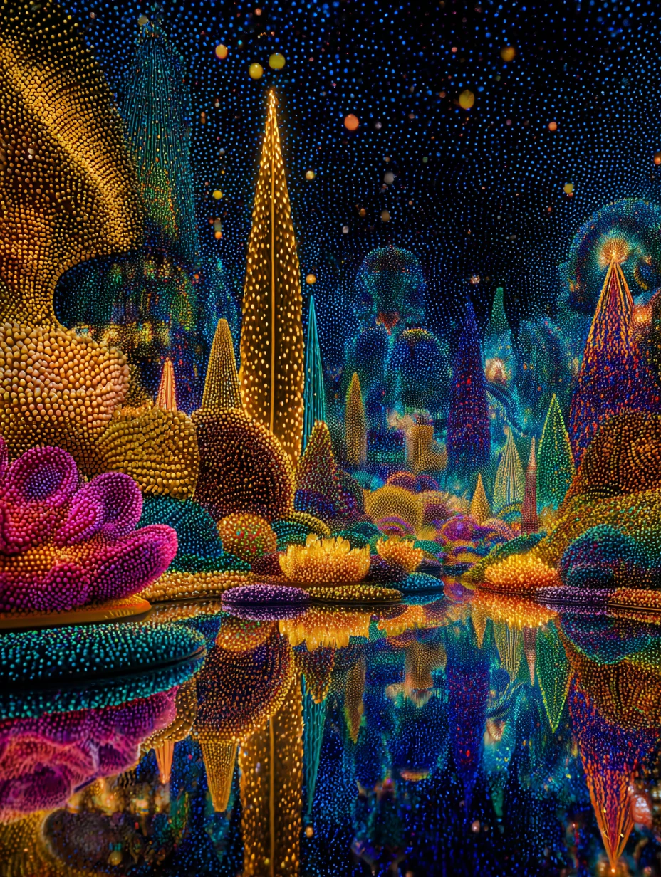 Paysage Lite Brite symétrique avec chevilles à pois lumineuses