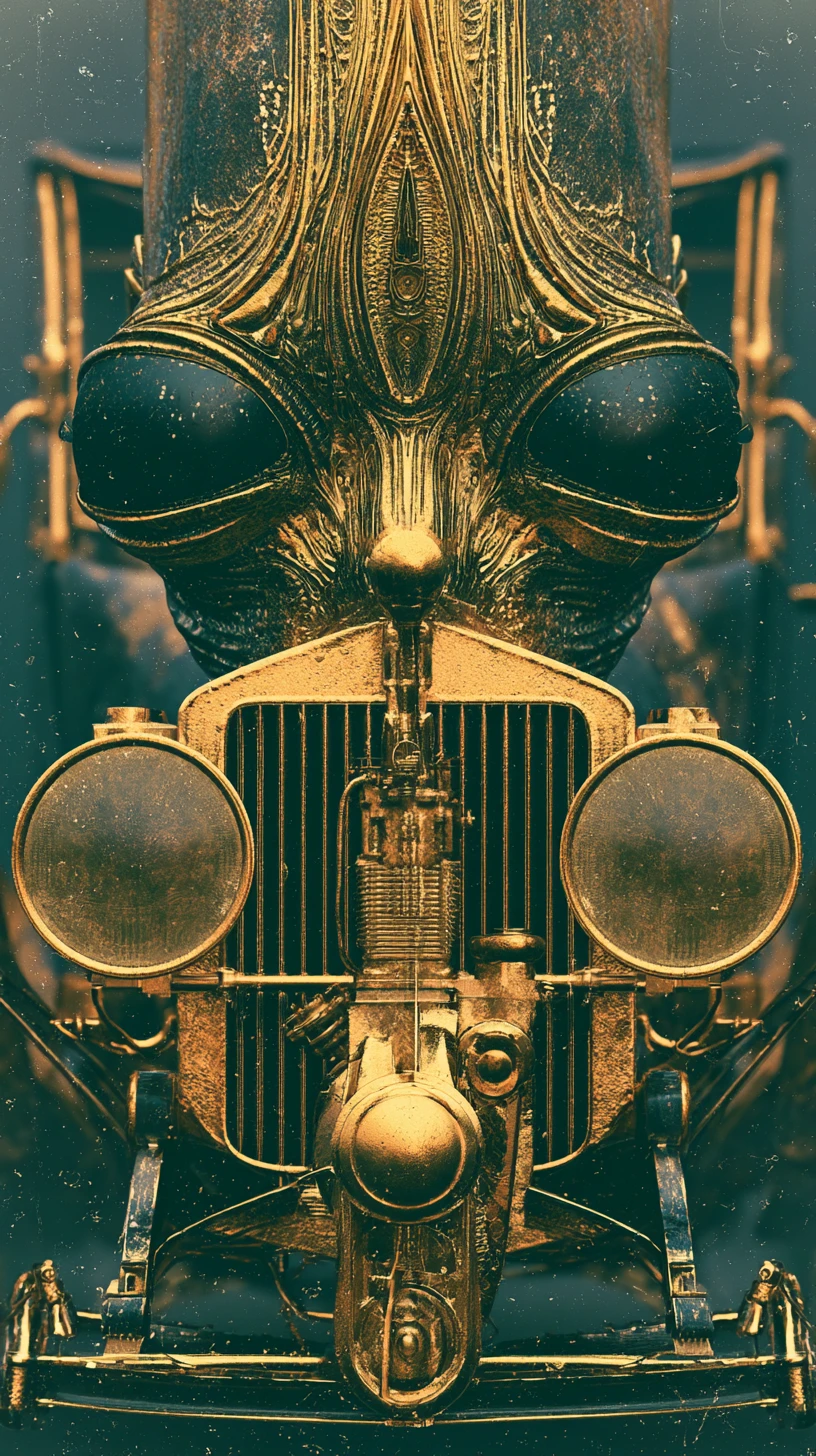 Reunião rápida dentro de um carro de luxo dourado vintage