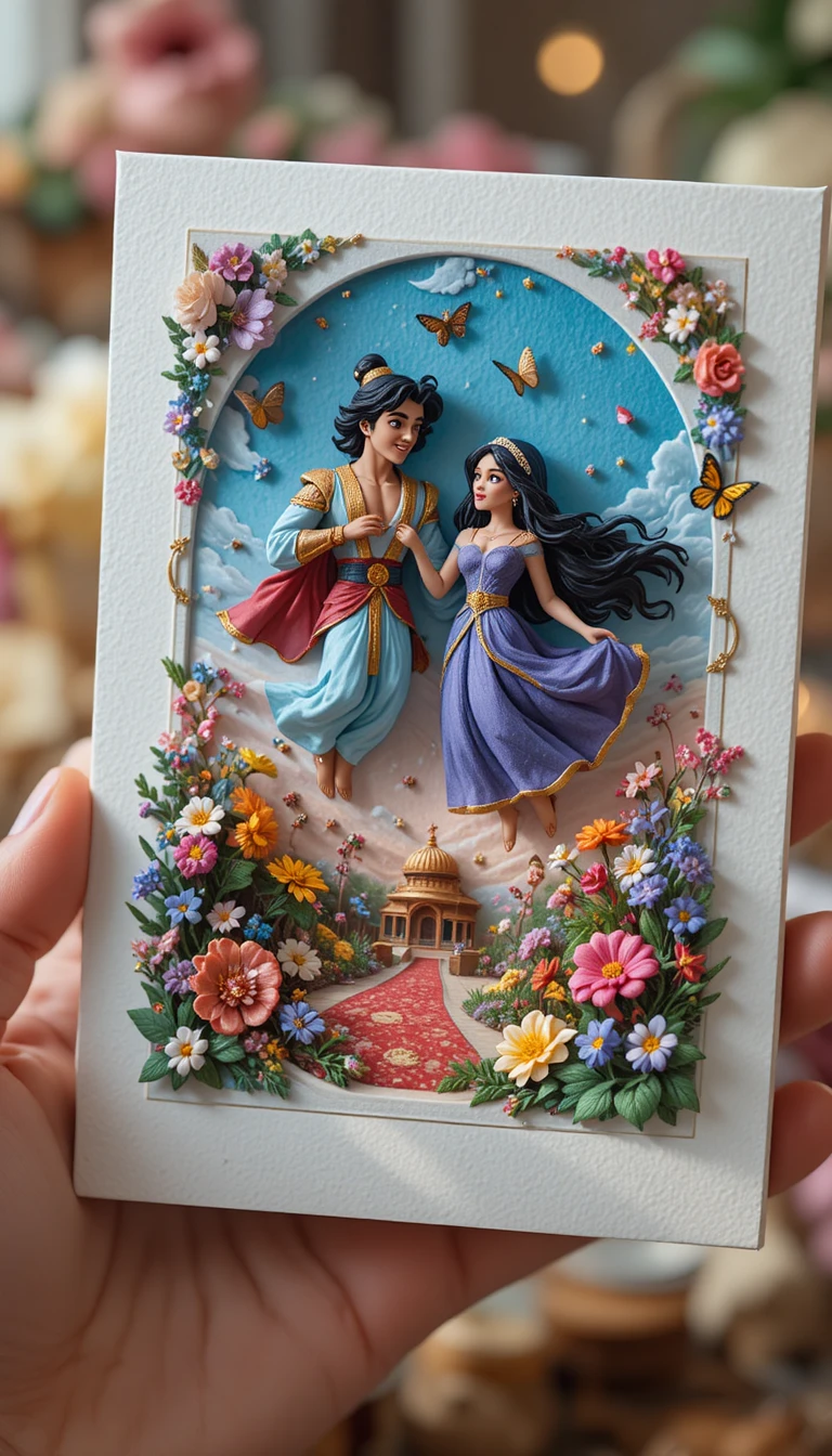 俯瞰彩色奇幻場景中的快樂鸚鵡
