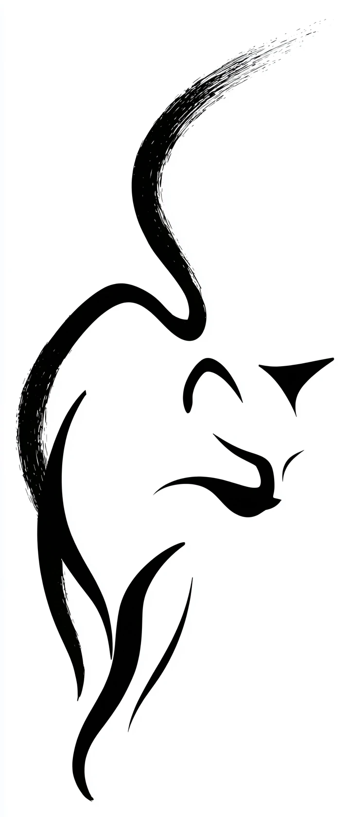 Desenho minimalista em linha preta de um gato andando