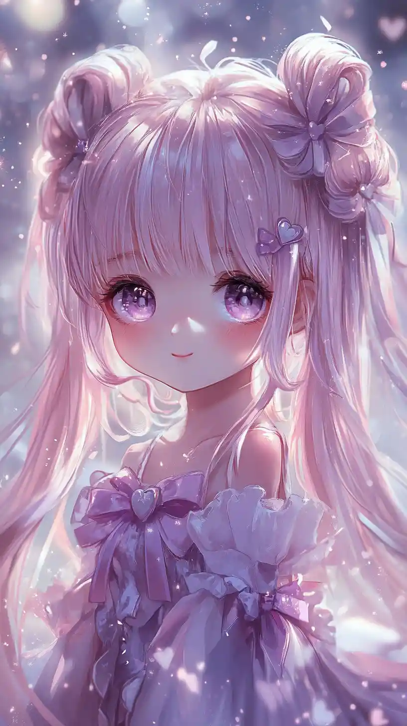 Süßes Anime-Mädchen in einem magischen pastellfarbenen Fantasieporträt