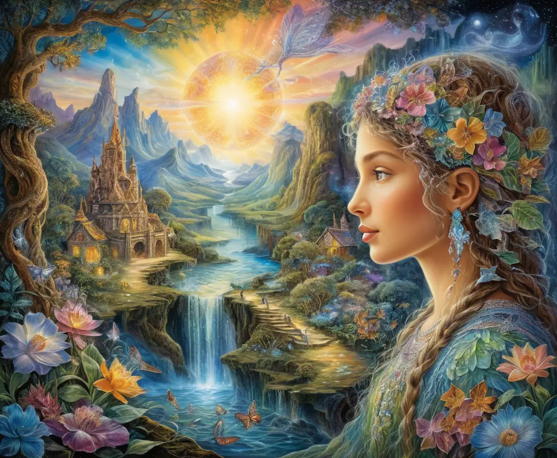 Traumhafte Fantasielandschaft inspiriert von Natur und Licht