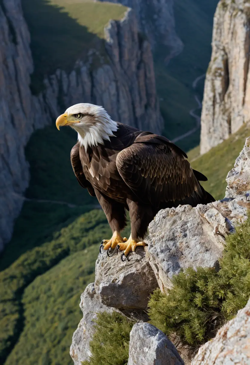 Adler in seinem Horst hoch auf einer felsigen Klippe