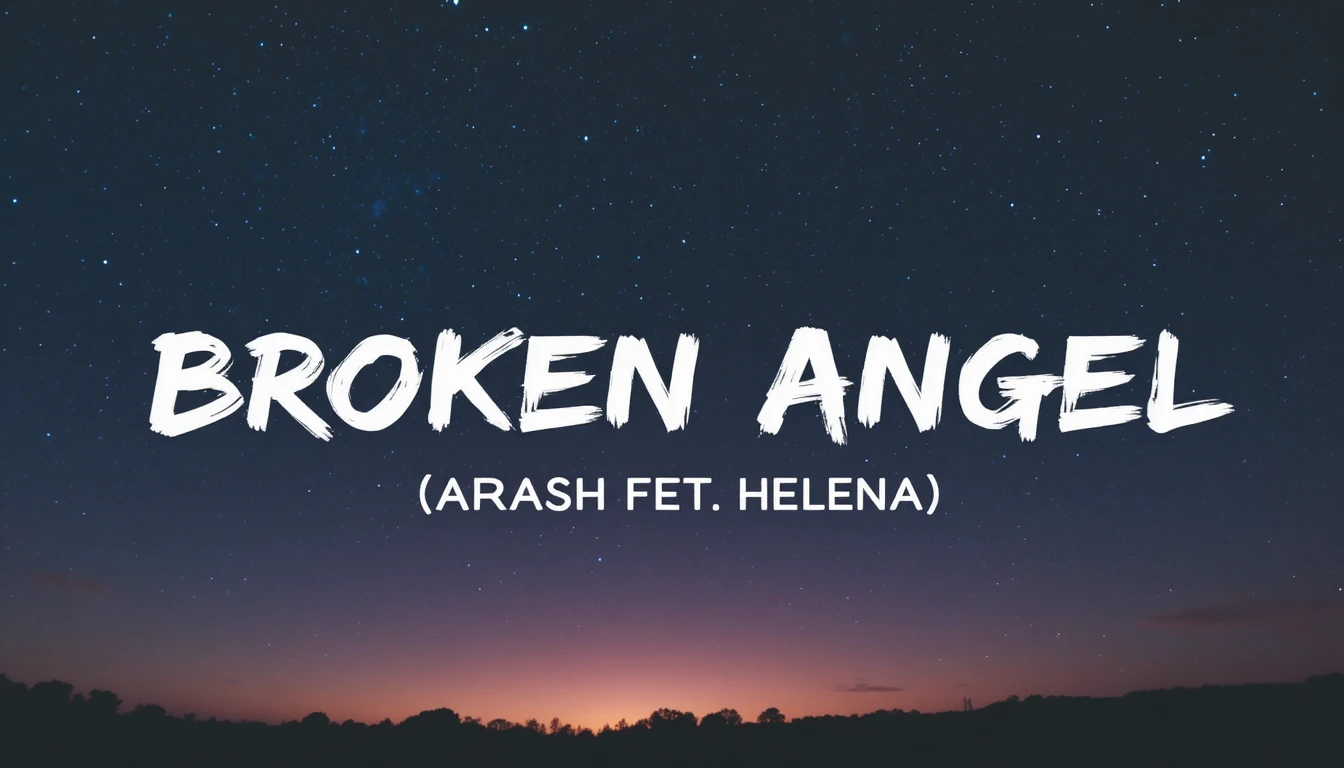 Cielo crepuscolare stellato con la grassetta e spezzata scritta “broken angel”