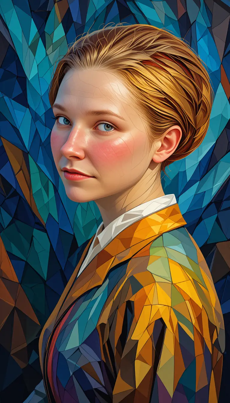 Ritratto sensuale low poly di una giovane donna