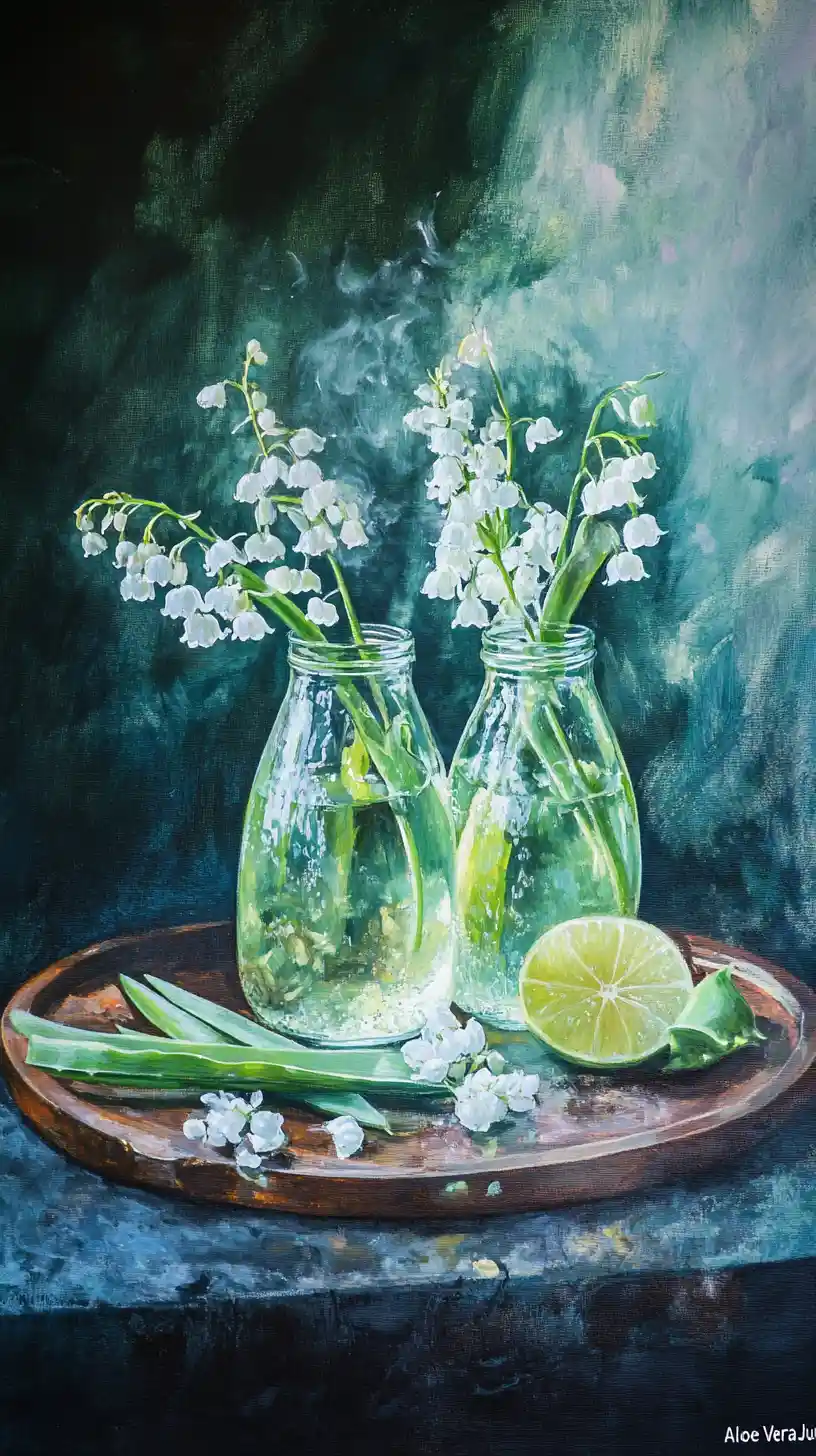 Bouquet of lilies of the valley in sunlight on canvas