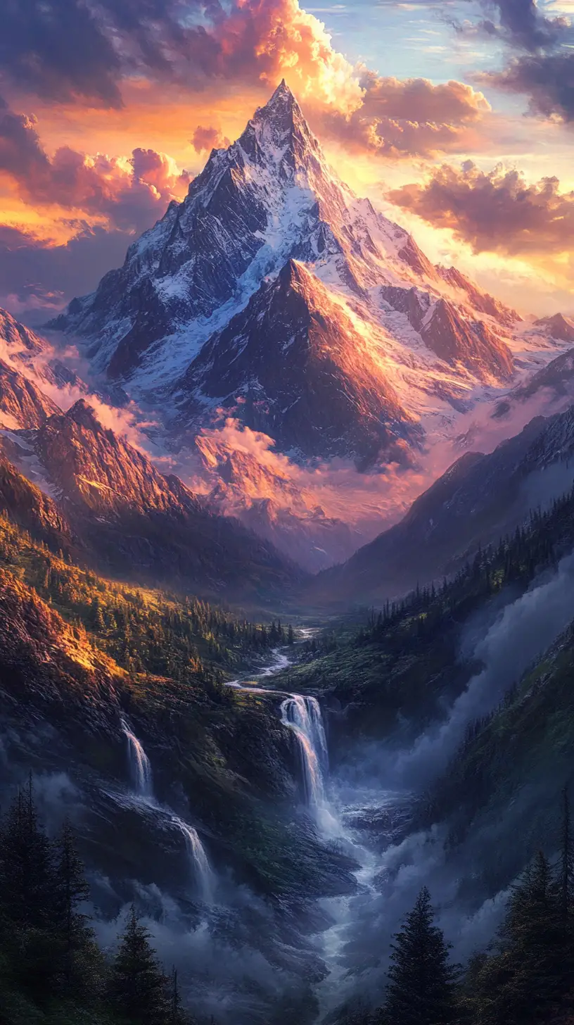 Paisagem montanhosa ao pôr do sol formando um abraço humano oculto