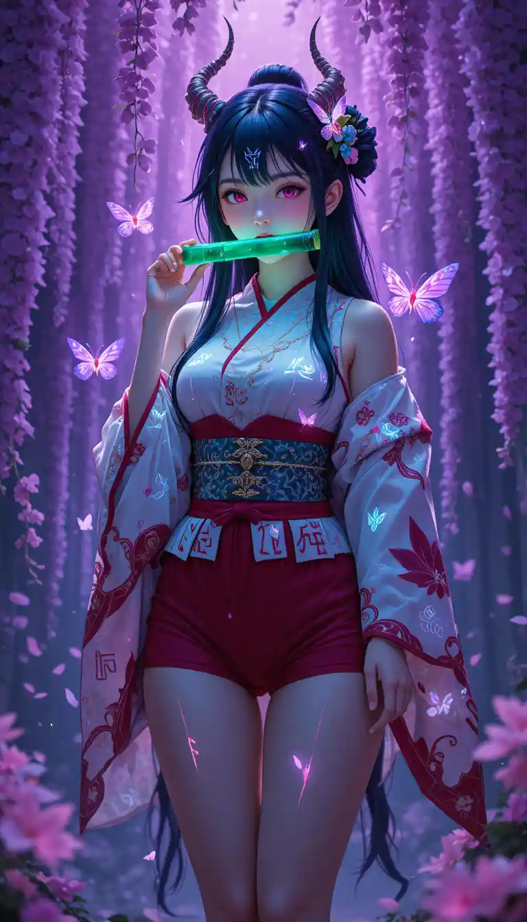 紫藤森林中的竹口枷動畫鬼女孩