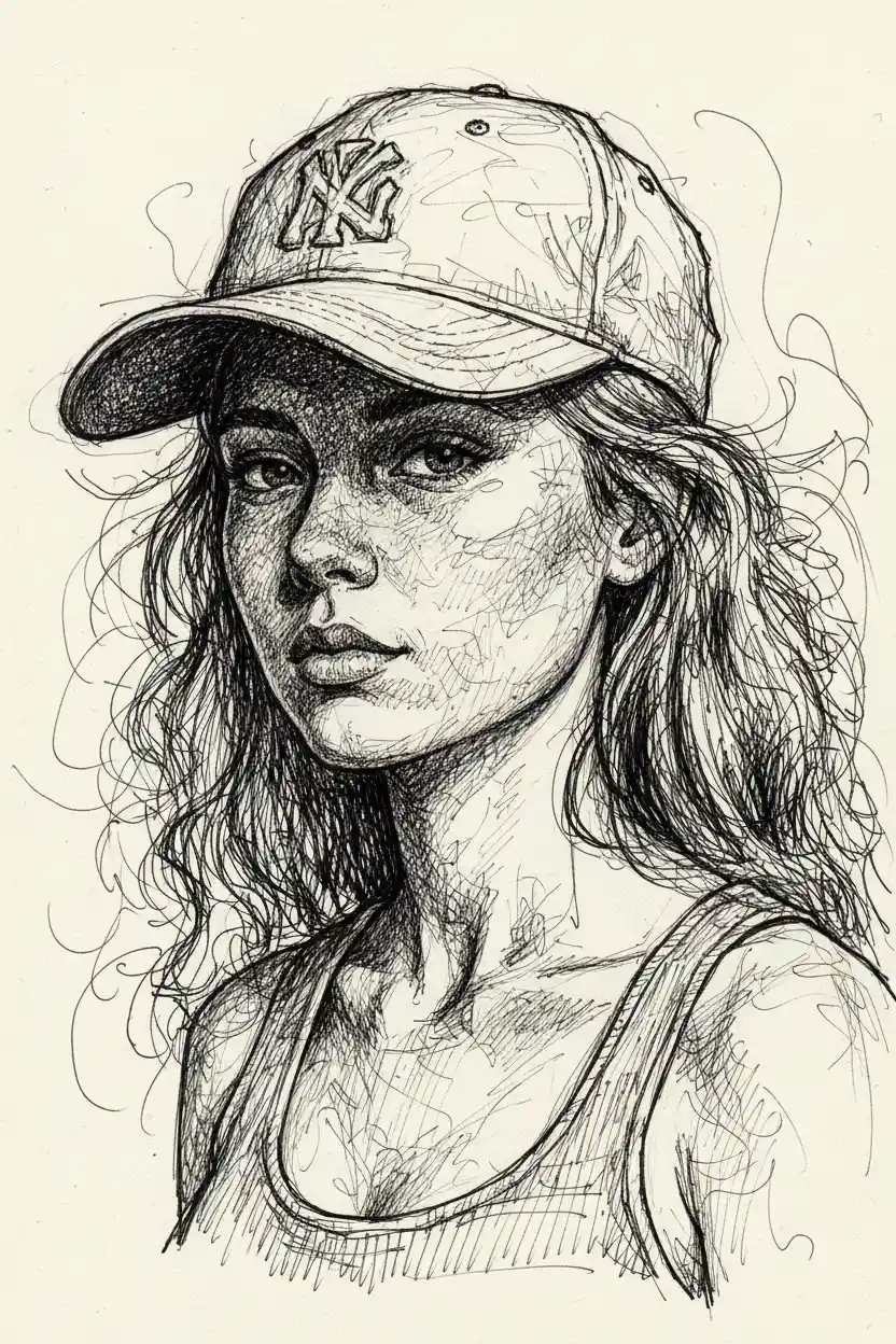 Retrato en primer plano de una joven con tinta a modo de garabatos