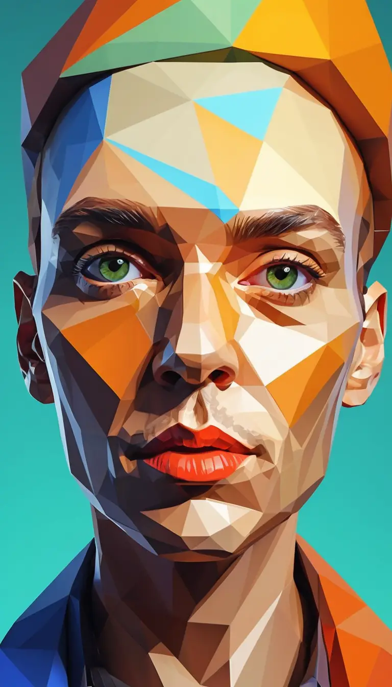 Ritratto sensuale low poly di una giovane donna