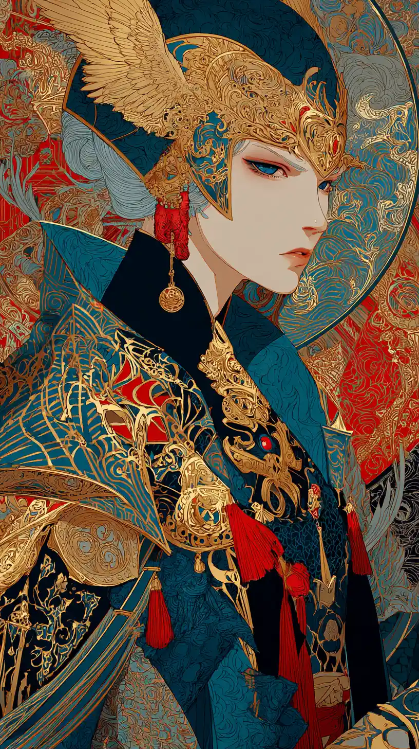 身著華麗寶石色服飾的奇幻女英雄