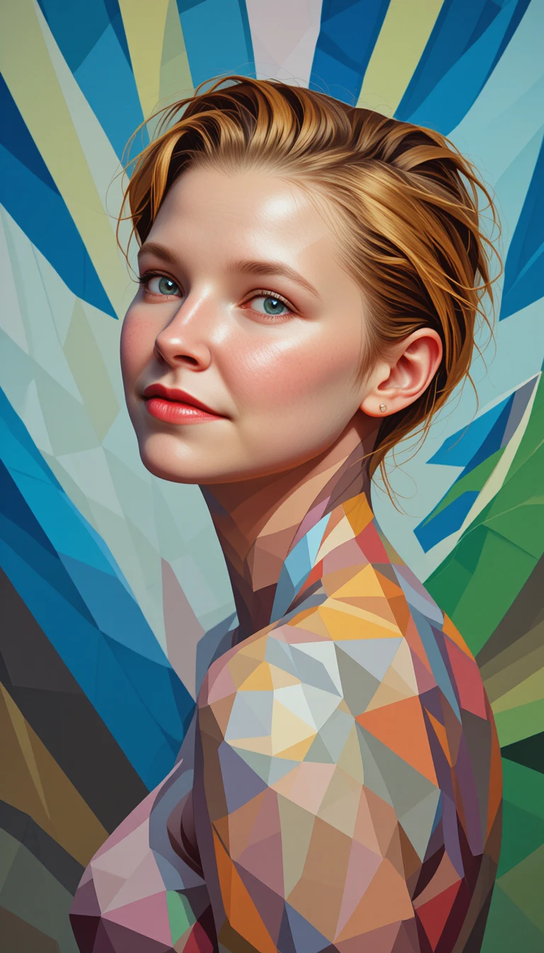 Sinnliches Low-Poly-Porträt einer jungen Frau