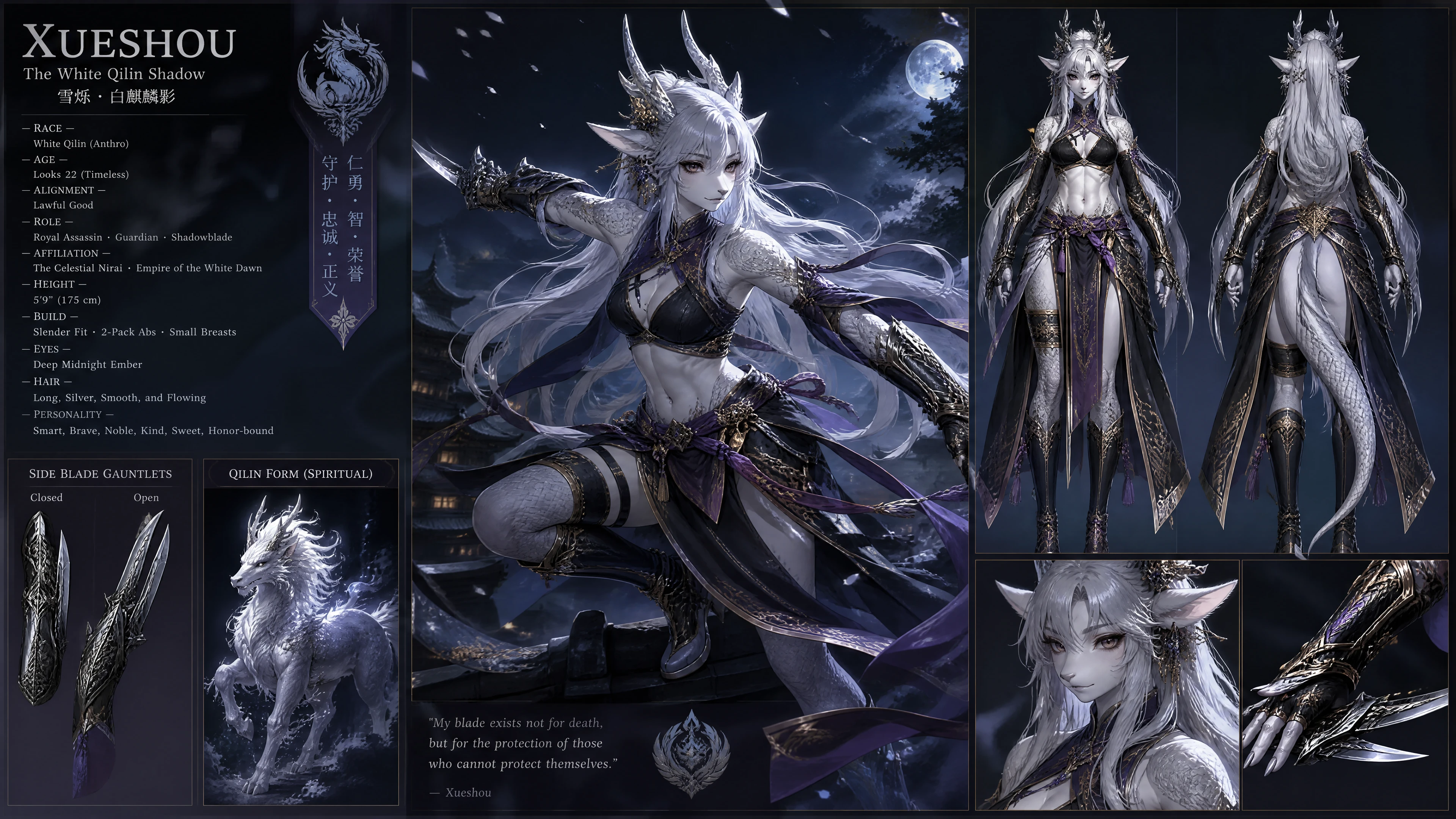 Noble female qilin assassin in royal ninja armor