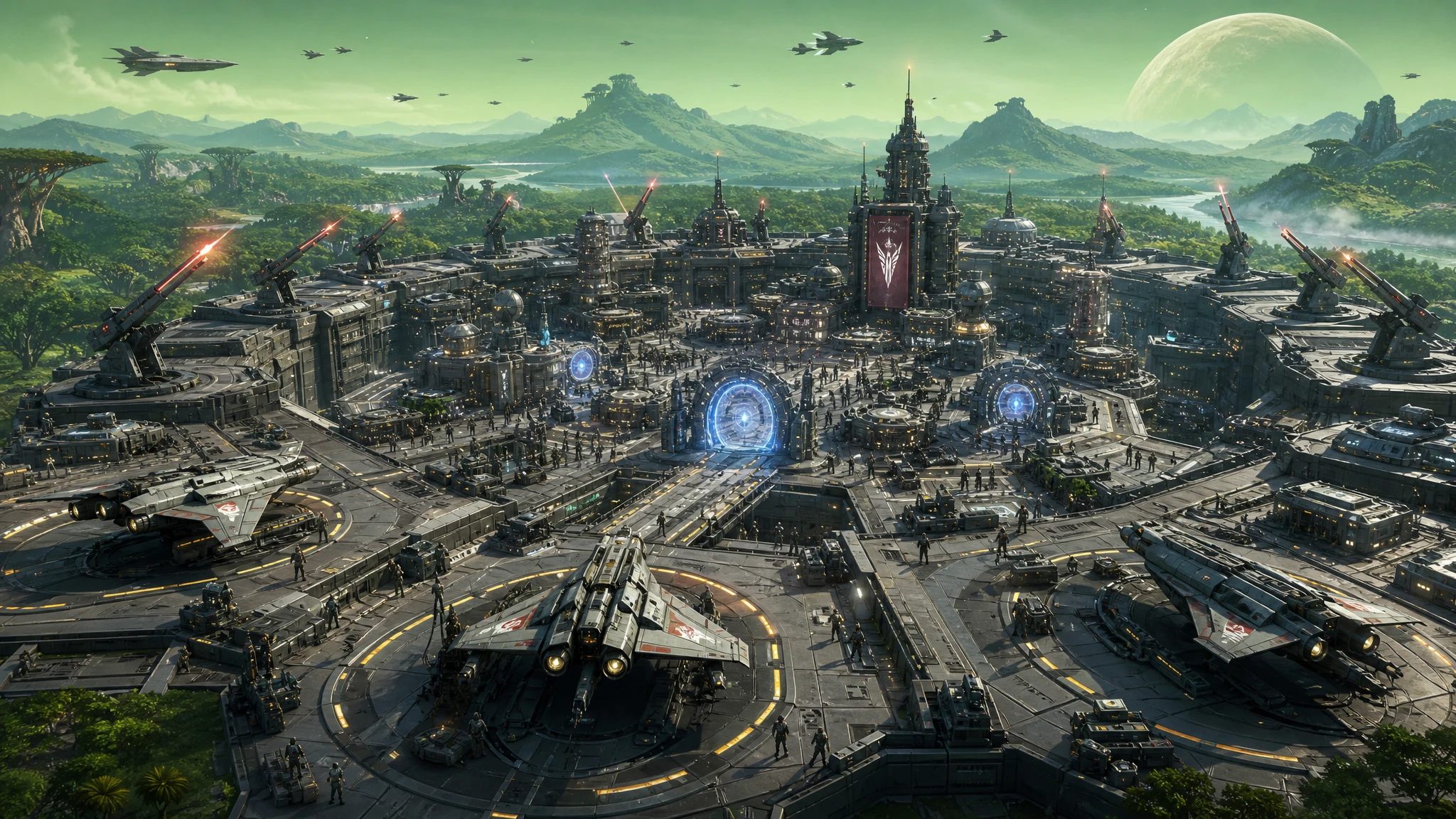 Massive Forward Space Defense Base On Alien World