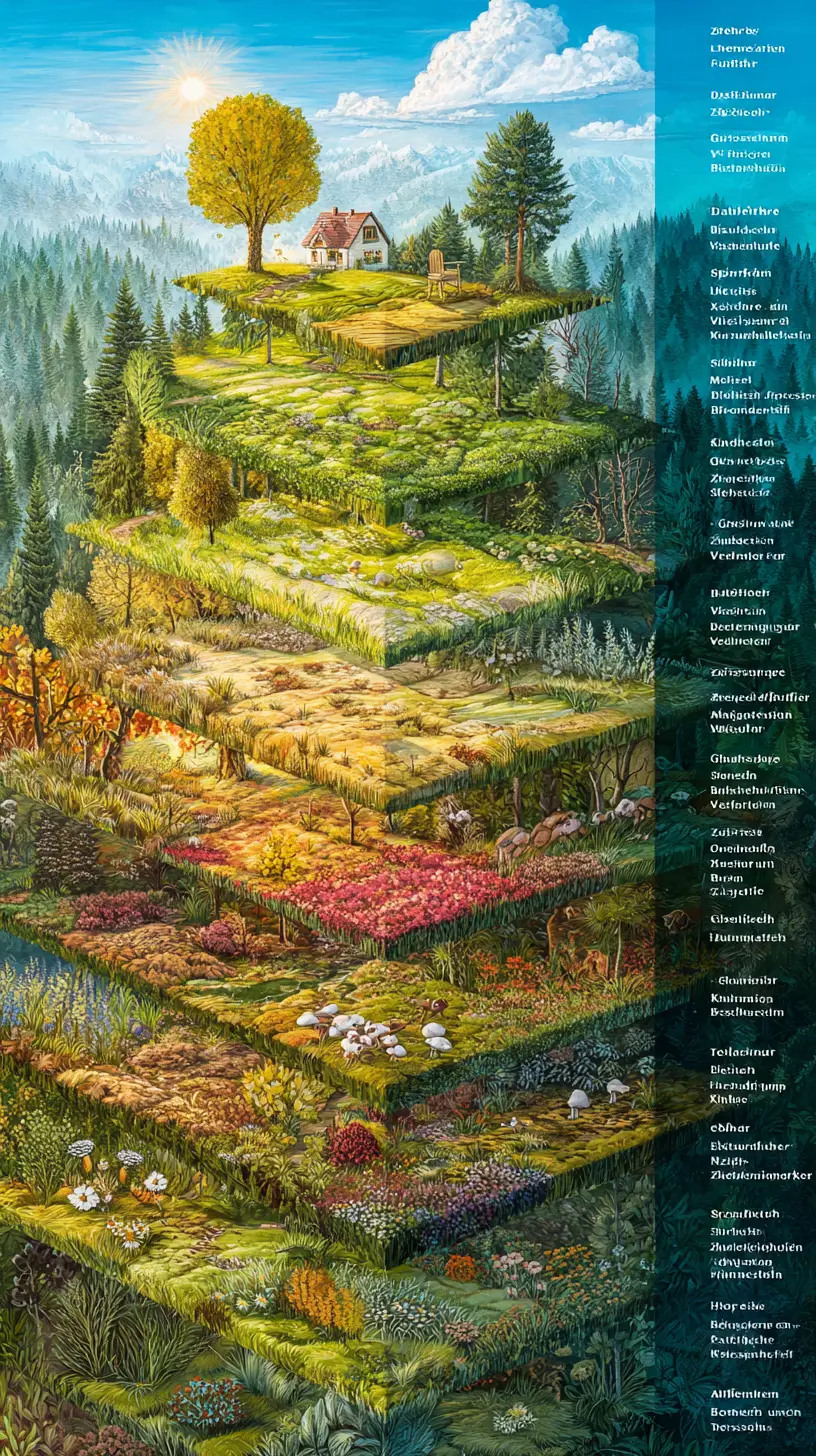 Toile panoramique 3D de la nature à travers les quatre saisons