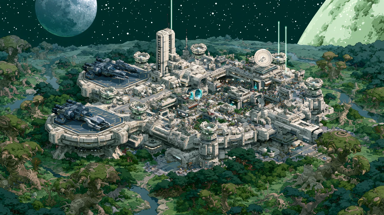 Massive Forward Space Defense Base On Alien World