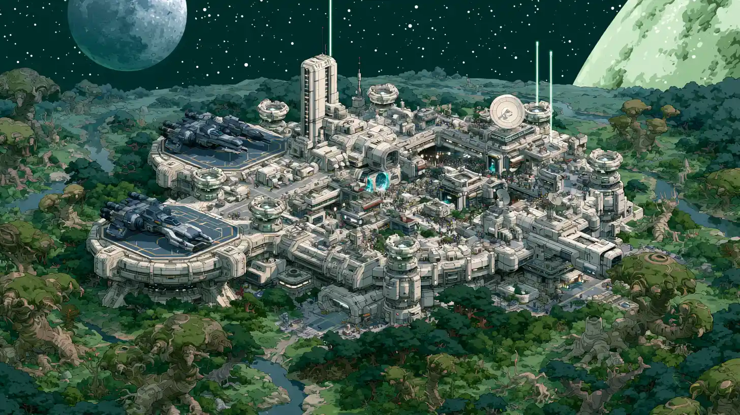Massive Forward Space Defense Base On Alien World