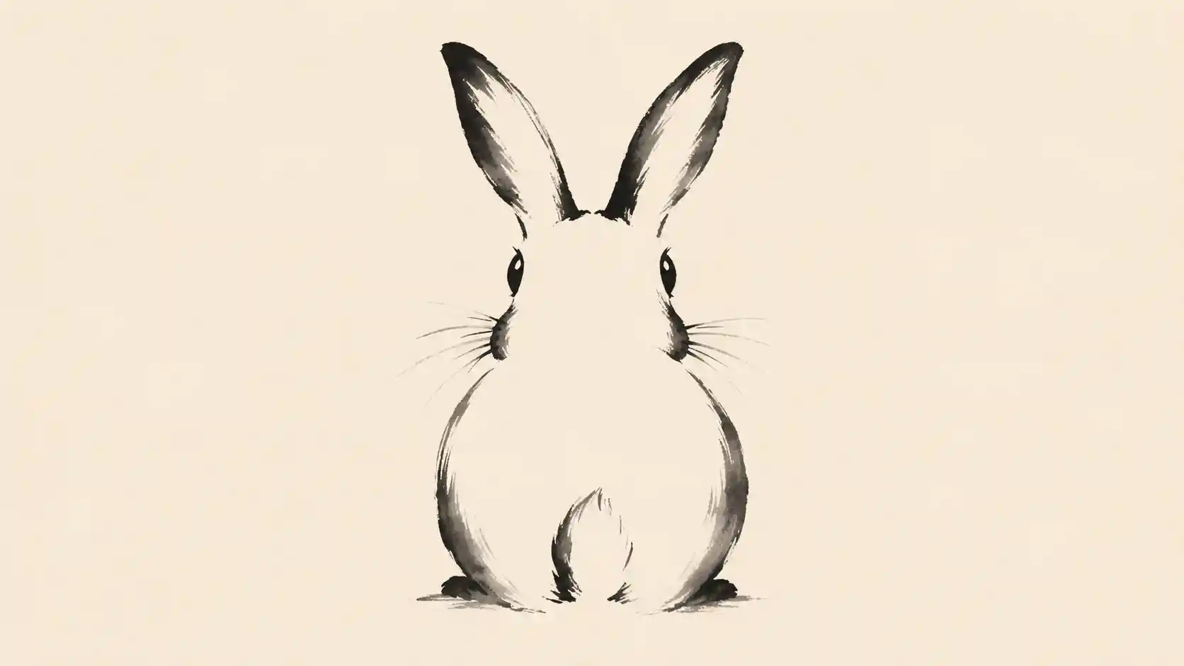 Minimalist rabbit illusion in simple brush illustration