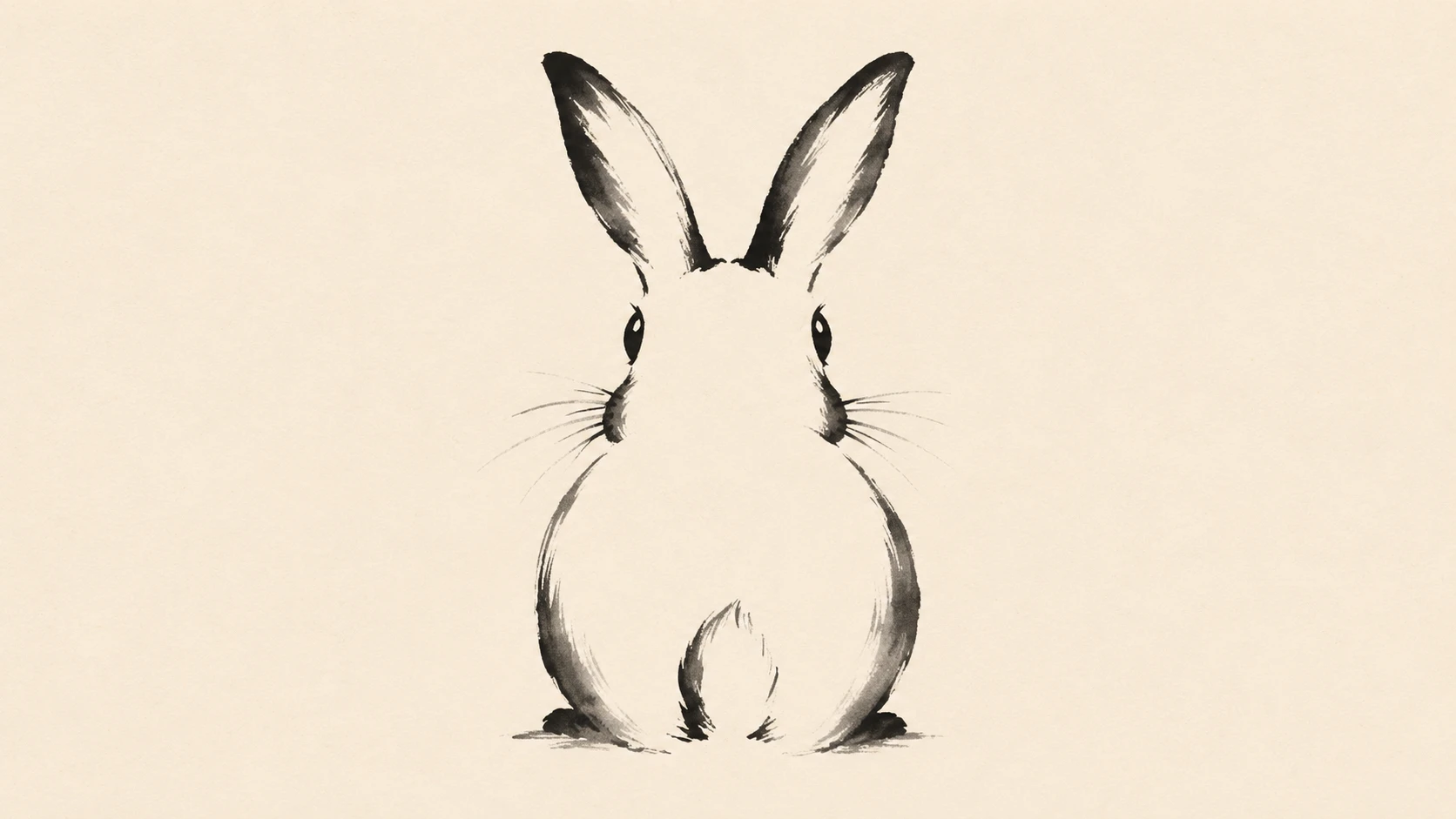 Ilusão minimalista de coelho em ilustração simples a pincel