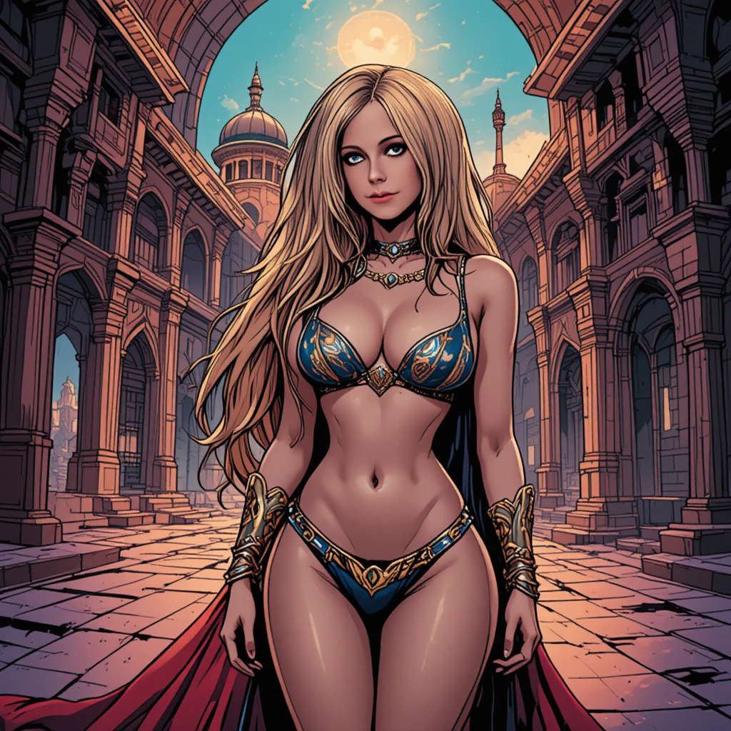 Femme de harem sensuelle en micro bikini dans un palais arabe