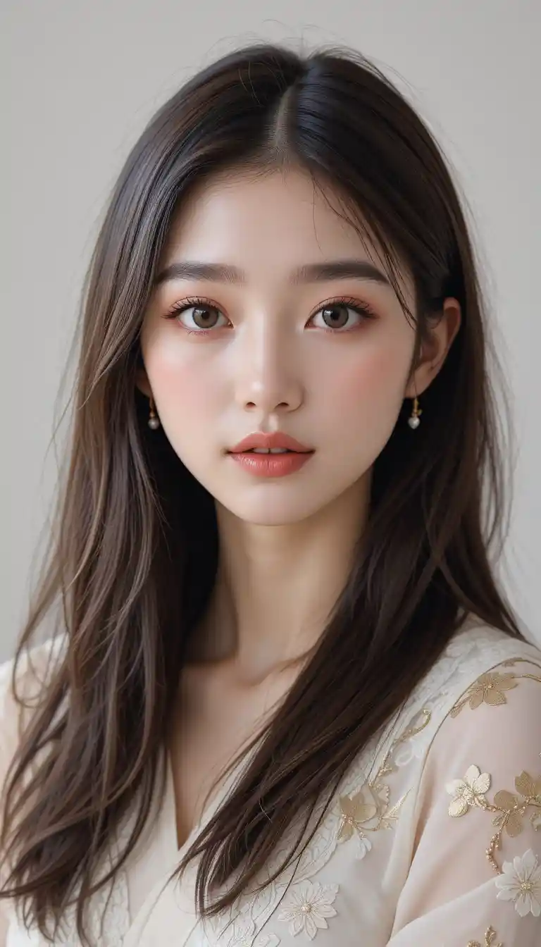 美麗年輕日本女子的靜謐人像