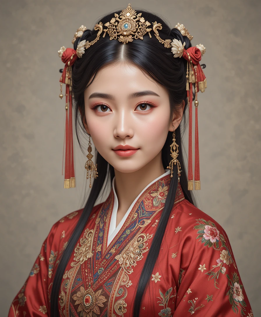 전통 량산 이족 의상을 입은 여성 초상