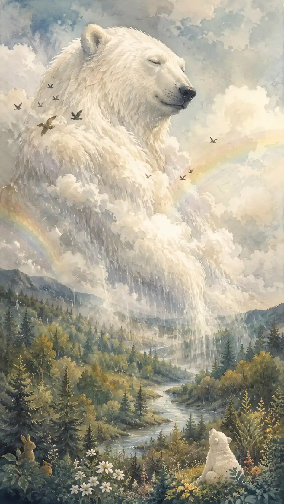 Giant Cloud Bear Bringing Rain To The Thirsty Forest