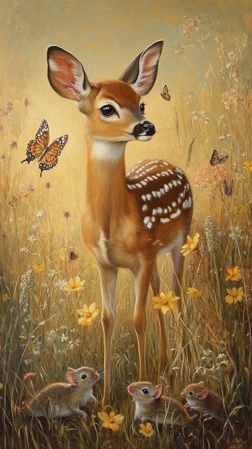 Cerf gracieux immobile dans une prairie paisible